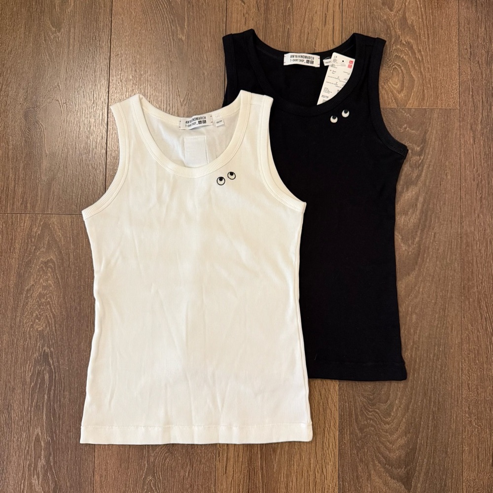 Uniqlo Anya Hindmarch Black and White tanks size xs